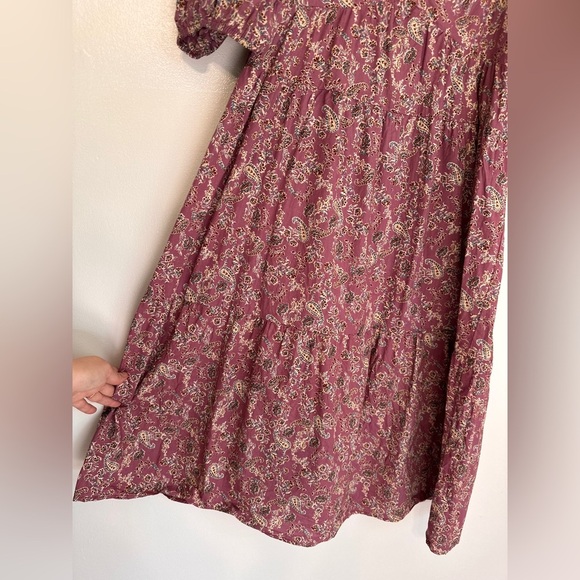Bohme Floral Cotton Puff Sleeve Midi Dress size XL purple - Picture 3 of 6